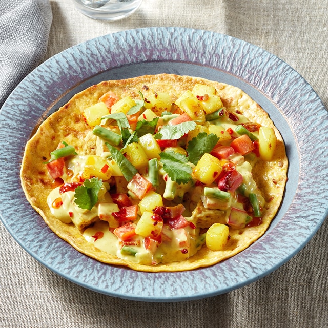 Roti met vegetarische kip kerrie